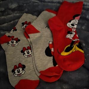Minnie Mouse Red and Gray Socks Set